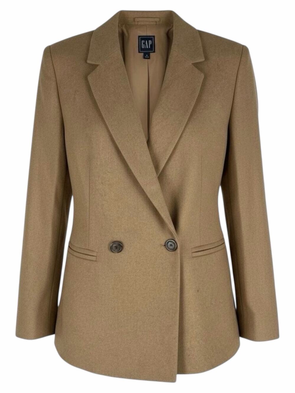 Gap Wool Blend Double Breasted Blazer Jacket Camel Tan Size 8